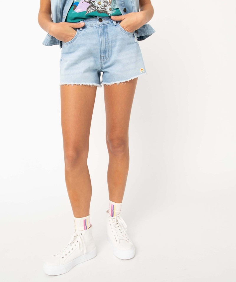 Short femme en jean délavé taille haute - Camps United
